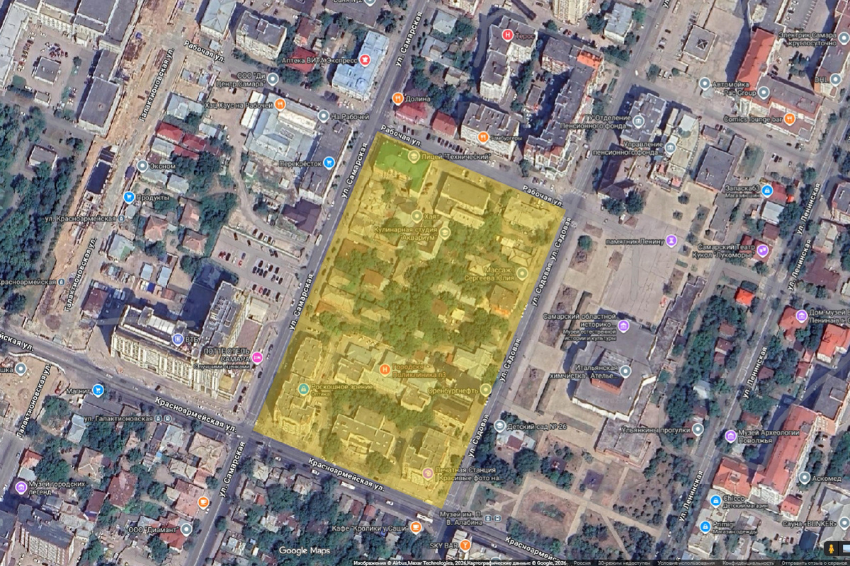 Квартал №90 на карте современной Самары