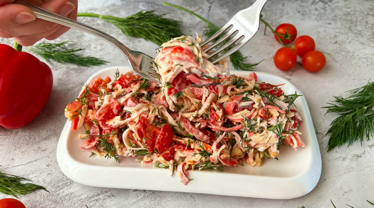 Салат с крабовыми палочками, фото моё