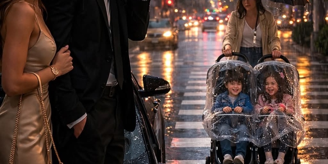 Магнат-миллиардер вез невесту домой — пока не увидел, как его бывшая переходила с близнецами по пешеходным пере В этот момент он остался пар