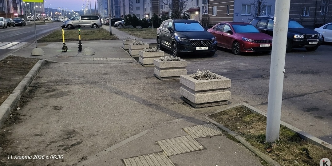 Калининградец добился установки клумб, перекрывших парковку на тротуаре на Сельме