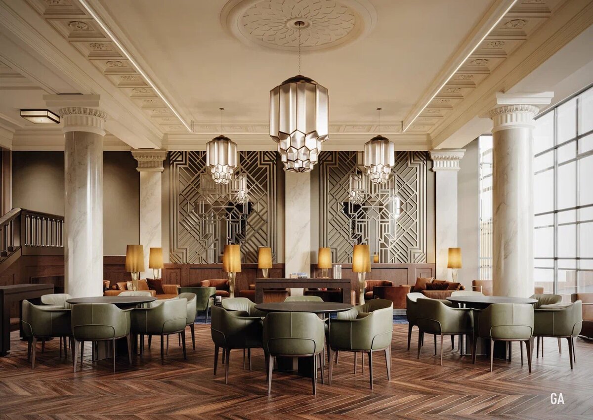 Ар-деко, память места и новая деловая жизнь – в одном пространстве с пятиметровыми потолками, панорамными окнами и мраморными колоннами