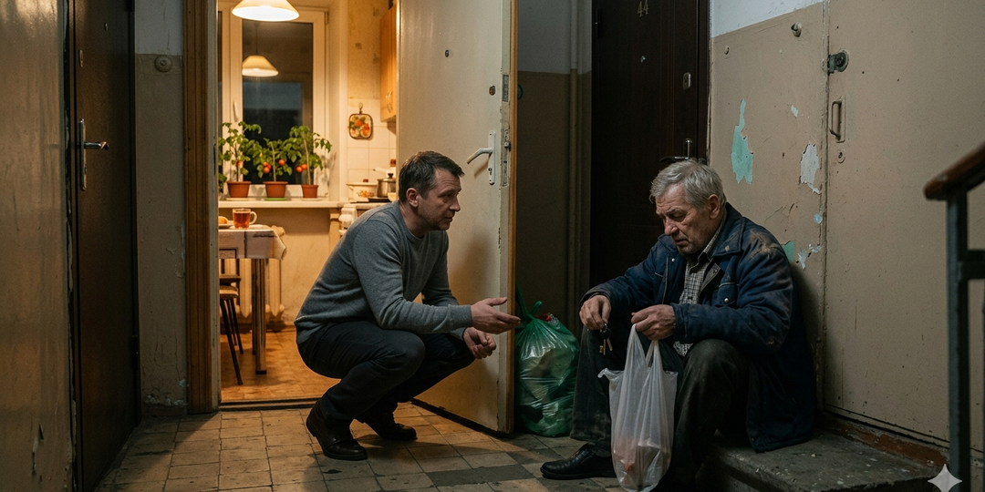 Сосед 23 года просто кивал мне при встрече, а когда я застал его сидящим на полу в подъезде, моя жизнь изменилась.