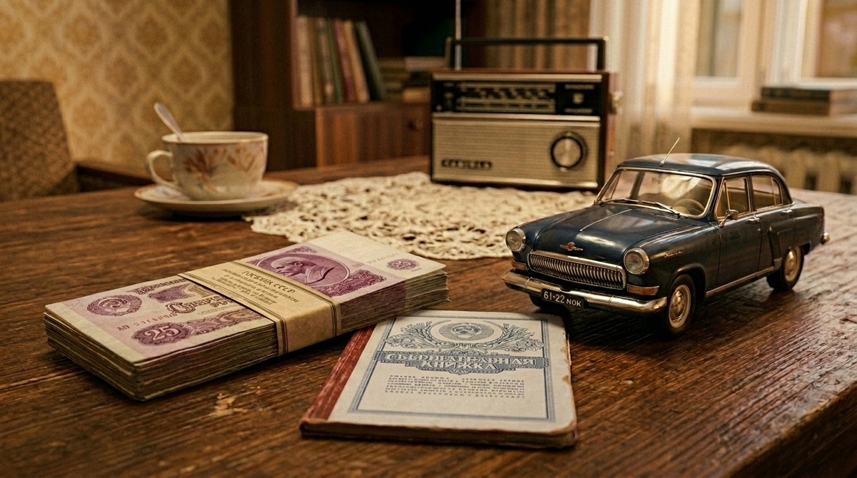 Советские рубли и сберкнижка — символ отложенного спроса 1960-х годов