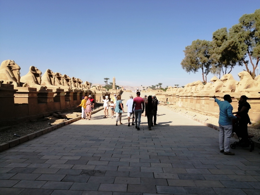 Бараноголовые сфинксы на входе в Карнакский храм.