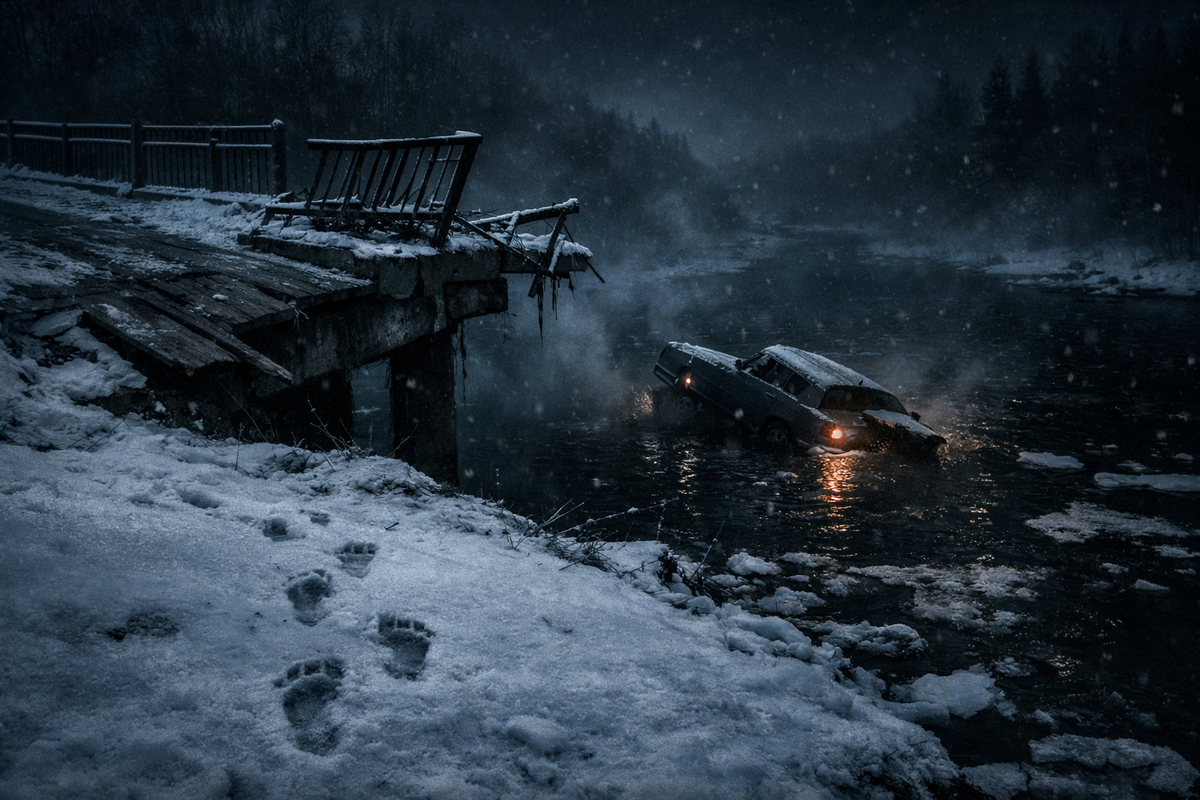 Мост, с которого сорвалась машина майора Зубова.