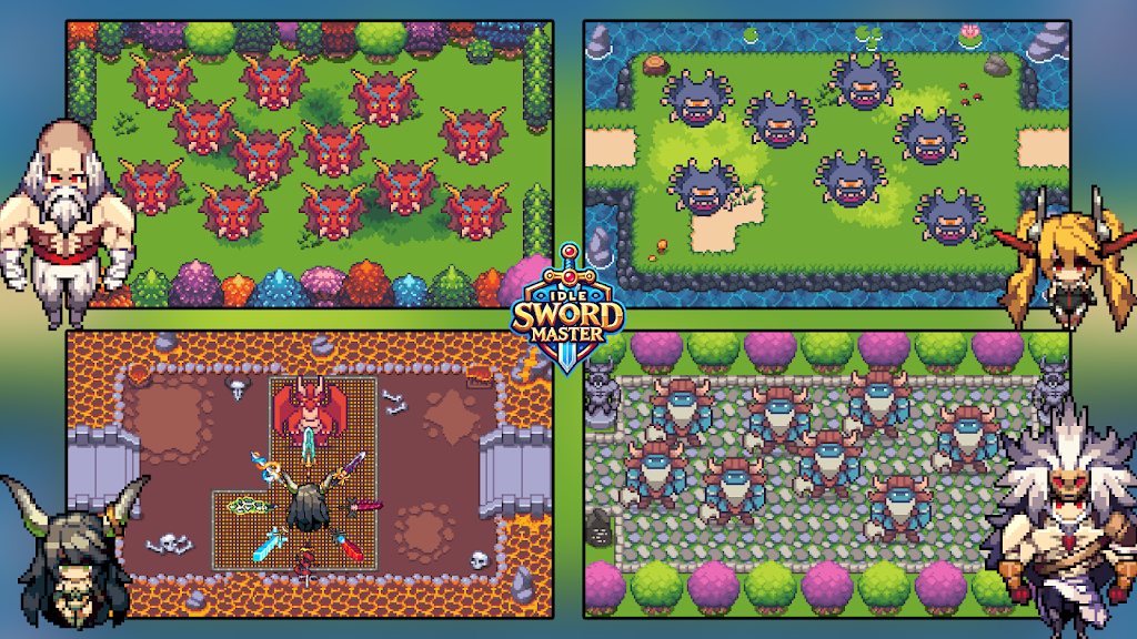 пиксельная RPG-игра с видом сверху вниз, сочетающая механики idle и RPG Idle Sword Master