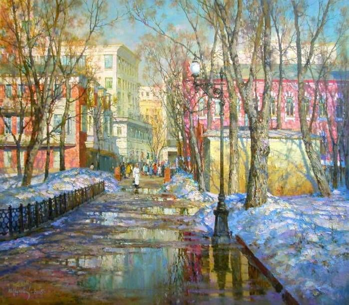 Юрий Обуховский. Весна на патриарших. Изображение из открытых источников