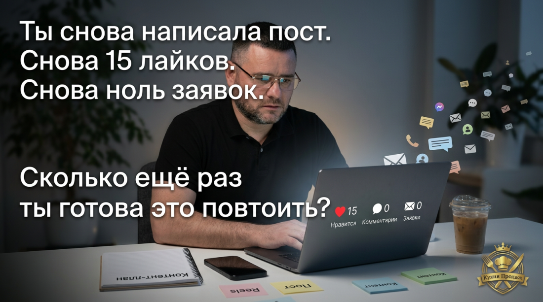 Ты снова написала пост.Снова 15 лайков. Снова ноль заявок.Сколько ещё раз ты готова это повторить?