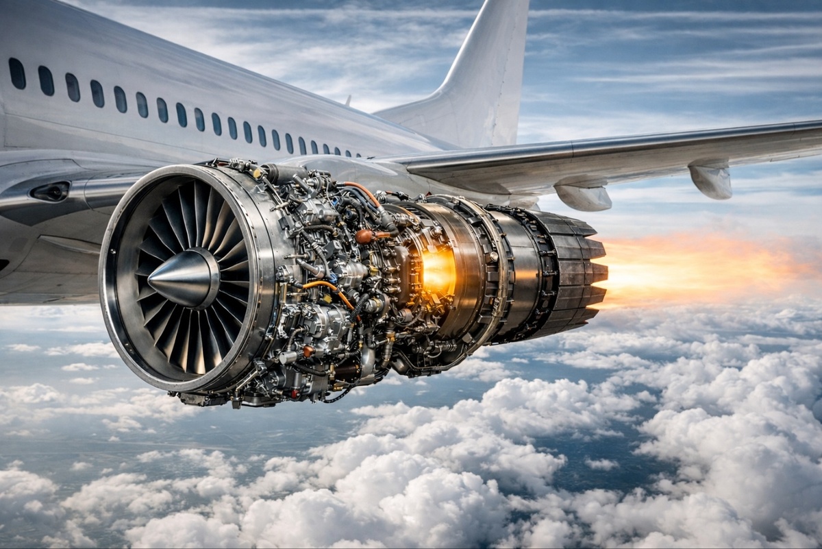 Самолет с электрическим двигателем (Изображение получено с помощью искусственного интеллекта)