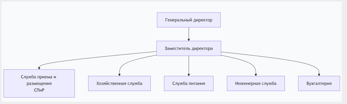 Рисунок 2.1 - Организационная структура управления отеля «Южный»