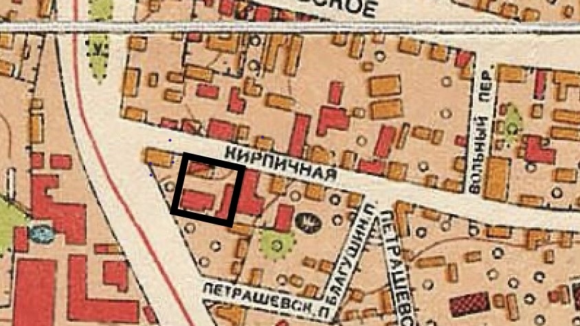 Бывшее владение Баранова на плане Москвы 1952 г. 