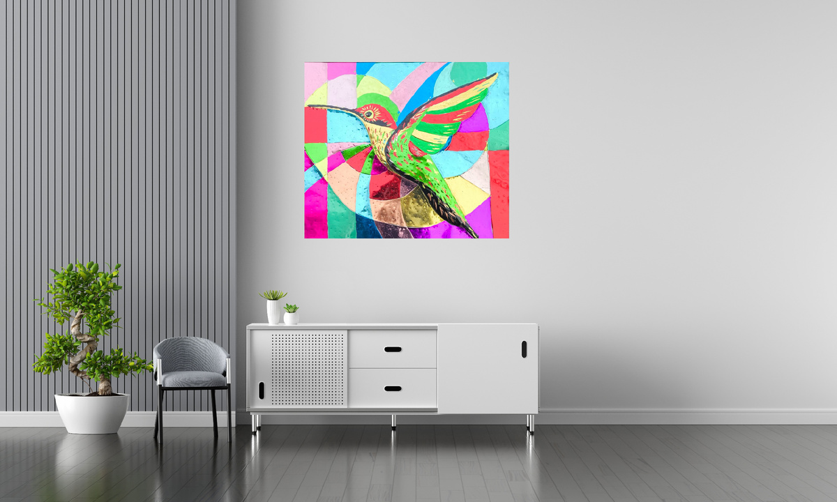 Панно . " Радужный колибри" . 821 х 713 . Артметал. Иркутск 2026 г.