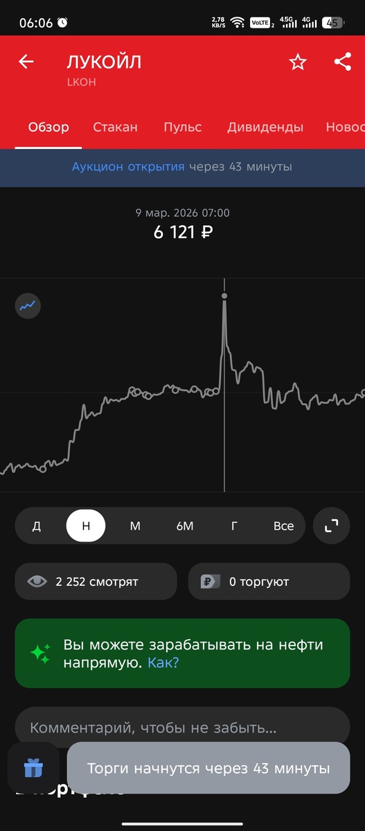 А дорастали они до 6120, то есть с каждой купленной акции + 400 рублей. Акций было 30 штук, то есть только с лукойла прилетело бы 12 тысяч. А ведь были куплены еще и Роснефть, и Новатек, Русснефть, Татнефть... И все значительно отрастало. Но Т- банк не дал их вовремя продать. Кстати в пульсе кто-то собирался подавать на них в суд! Ведь многие понесли убытки
