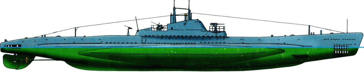 Схема внешнего вида подводной лодки типа  Щ (Х серии)