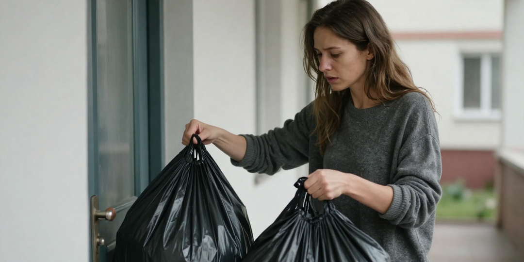 Вещи в трёх пакетах у порога — Олег не открыл дверь, и я поняла всё