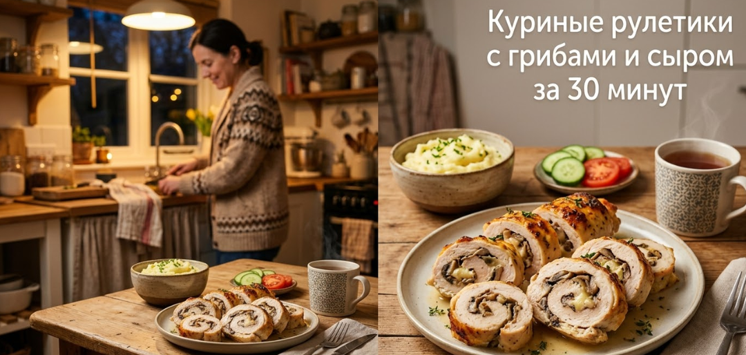 Куриные рулетики с грибами и сыром за 30 минут — выручалочка на будний вечер 💚