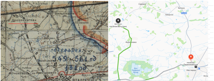 Древенингкен, Калининградская обл., захоронения воинов январь 1945 года