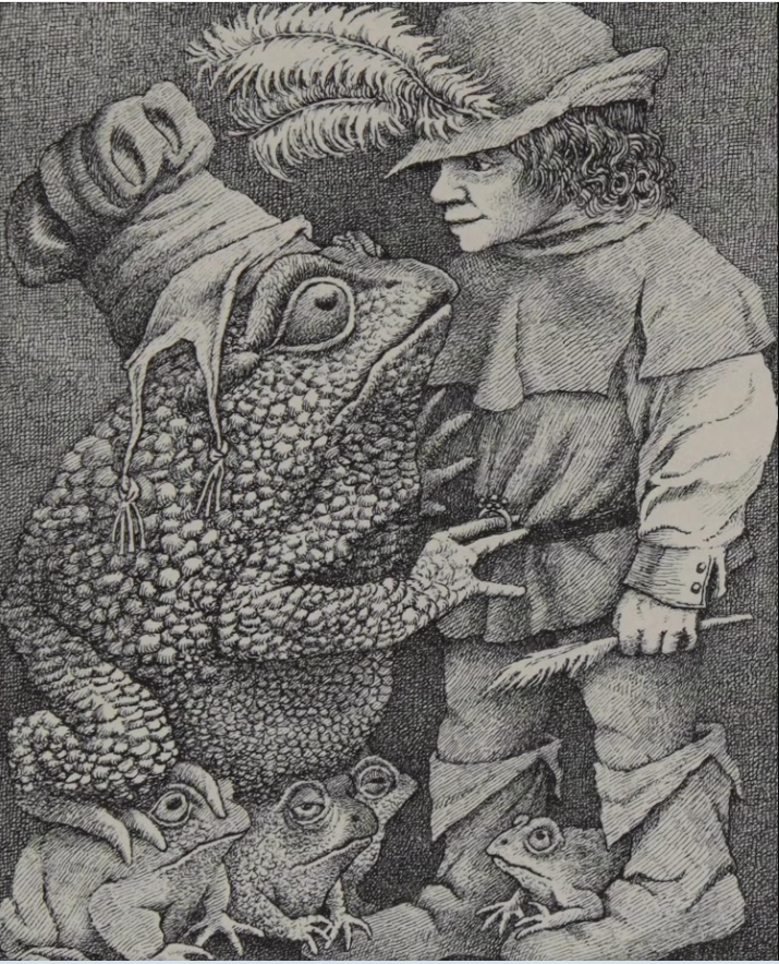 Сказка, весьма напоминающая по сюжету русскую - «Три пера». Иллюстрация из сборника «Можжевельник и другие сказки братьев Гримм», Нью-Йорк: Farrar, Straus and Giroux, 1973.