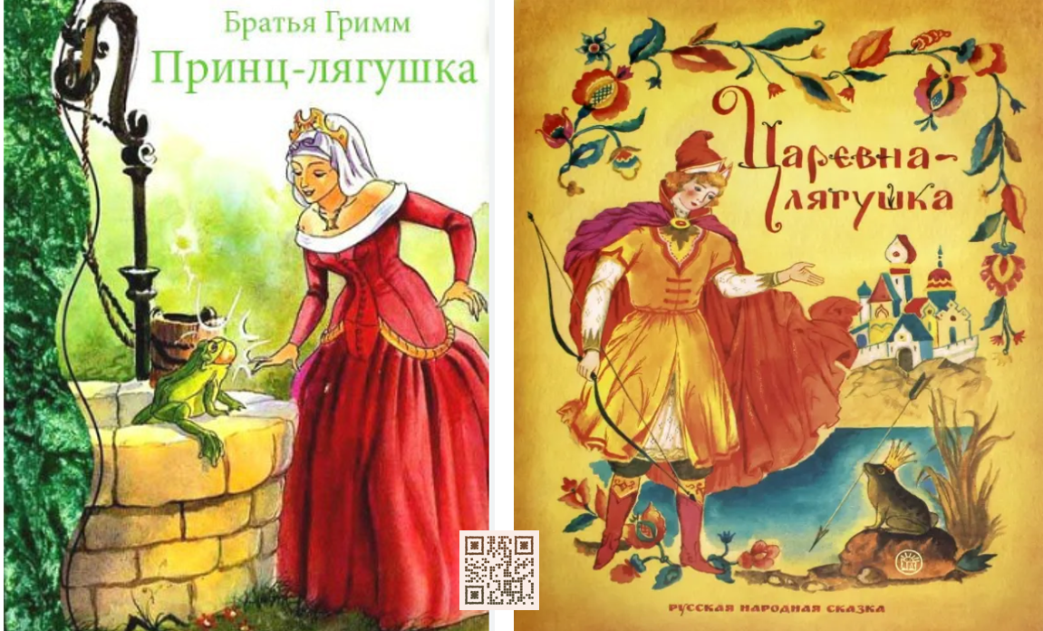 Принц-Лягушка в немецкой сказке, Царевна-лягушка в русской сказке.