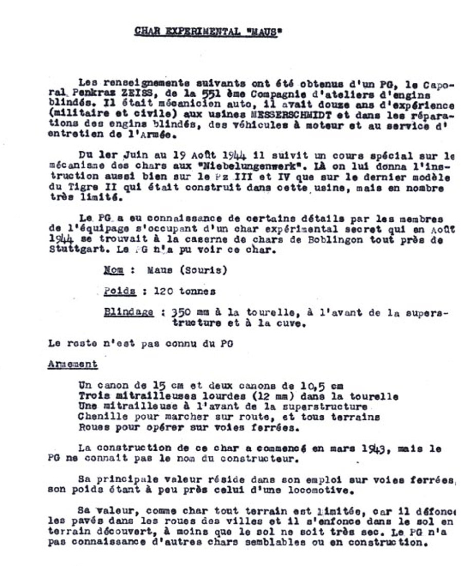 Французские разведсводки по "Маусу"