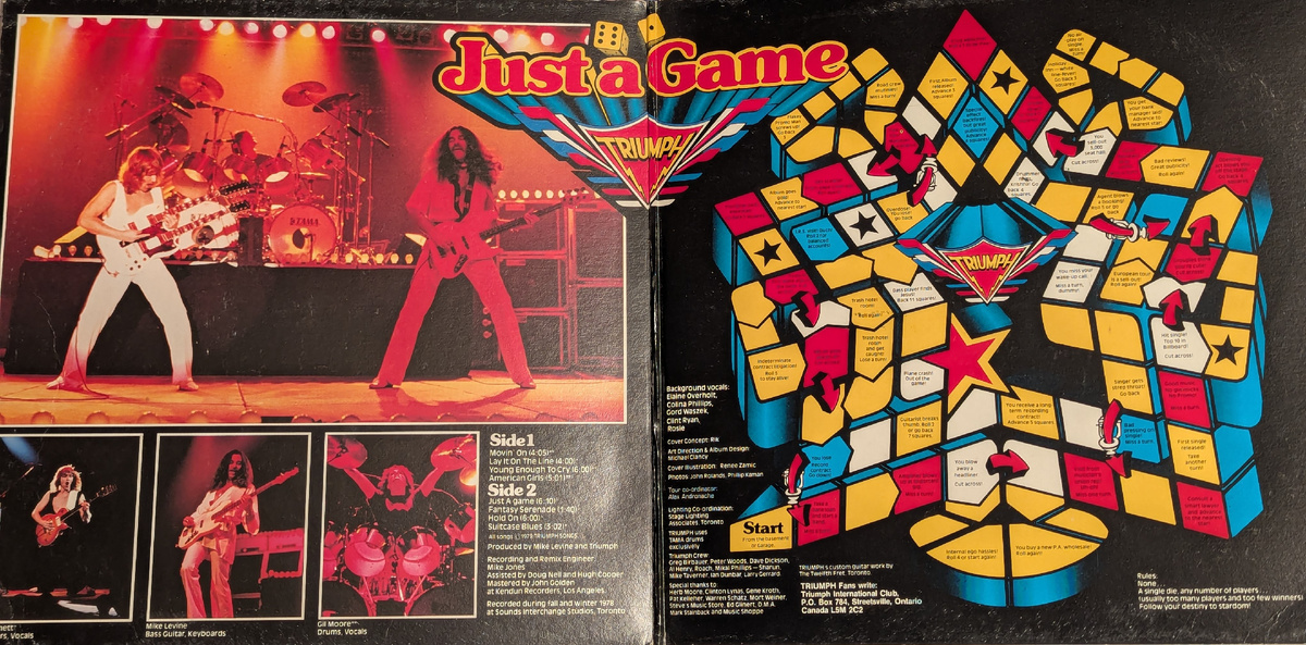 Отдельно хочется отметить красочное оформление конверта. На развороте пластинки даже умудрились разместить маленькую настольную игру.