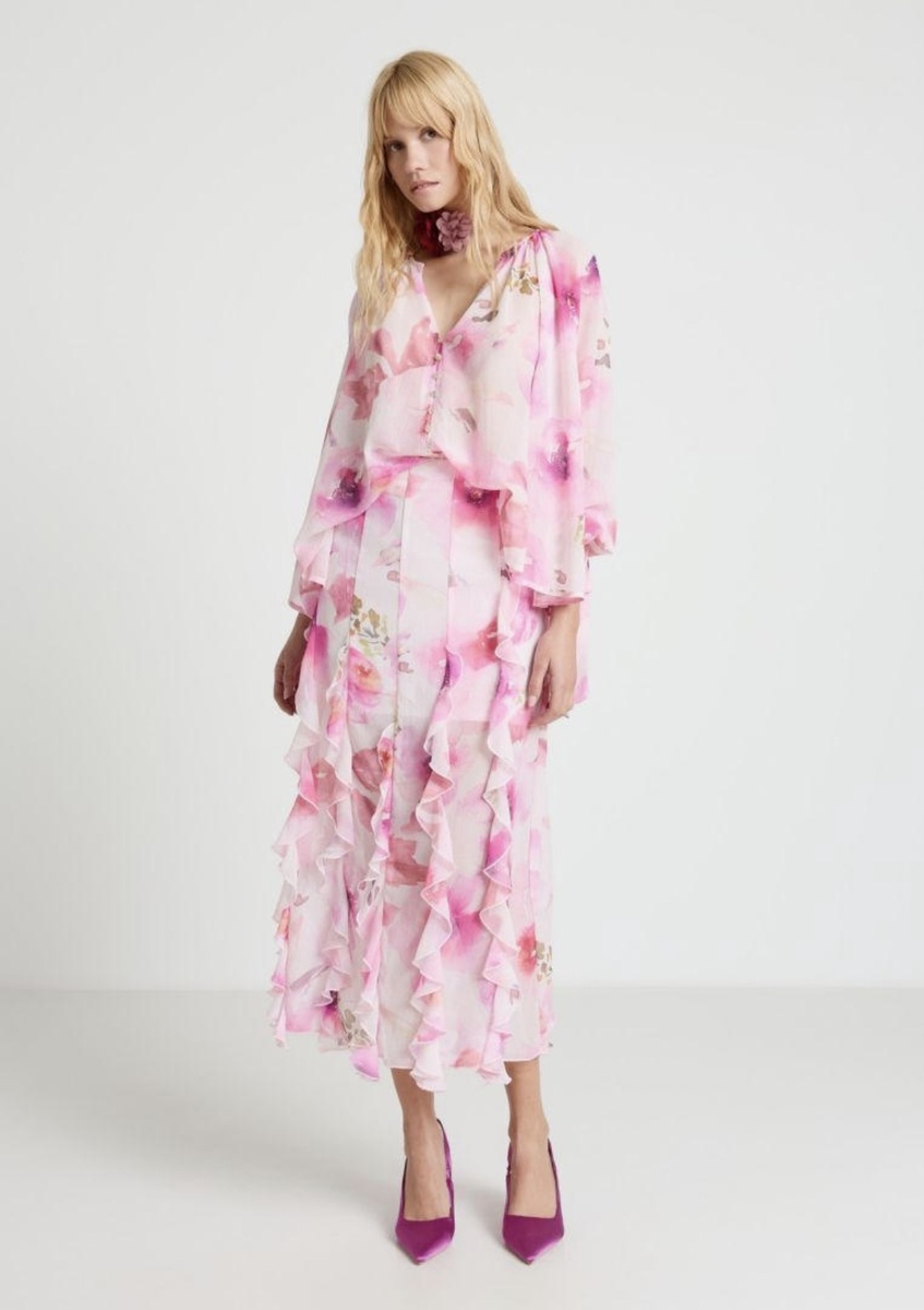 Макси юбка с воланом 