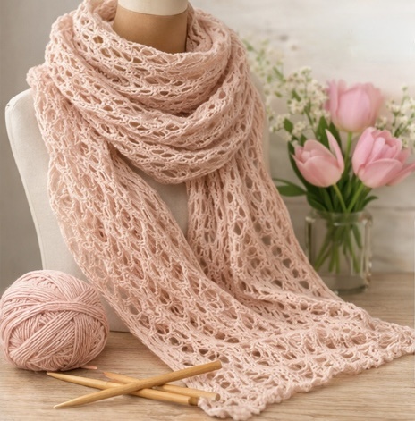 🌸Как связать лёгкий шарф спицами: ажурный узор и схема для начинающих🧶