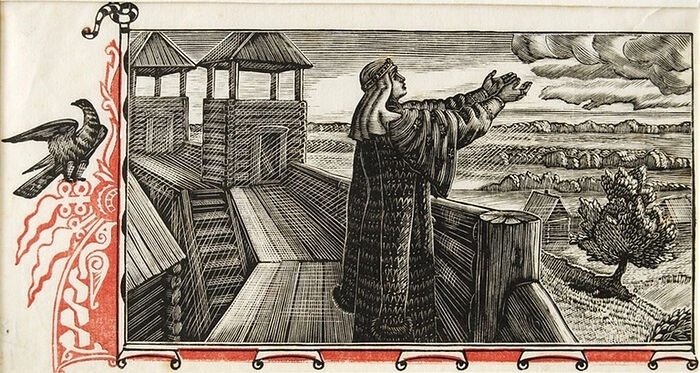 В. А. Фаворский, иллюстрация «Плач Ярославны"