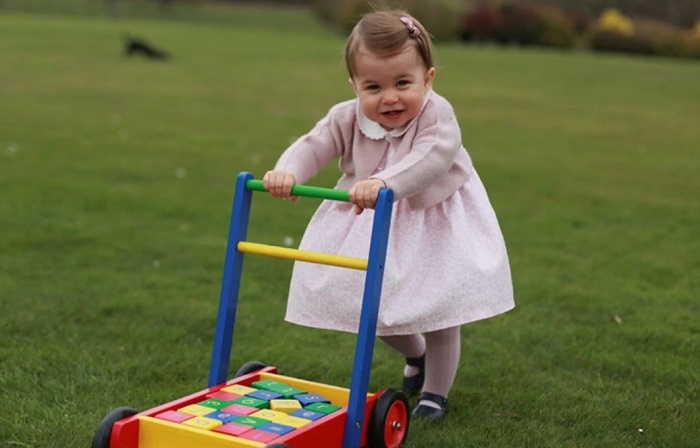    Принцесса Шарлотта в нежном розовом наряде.