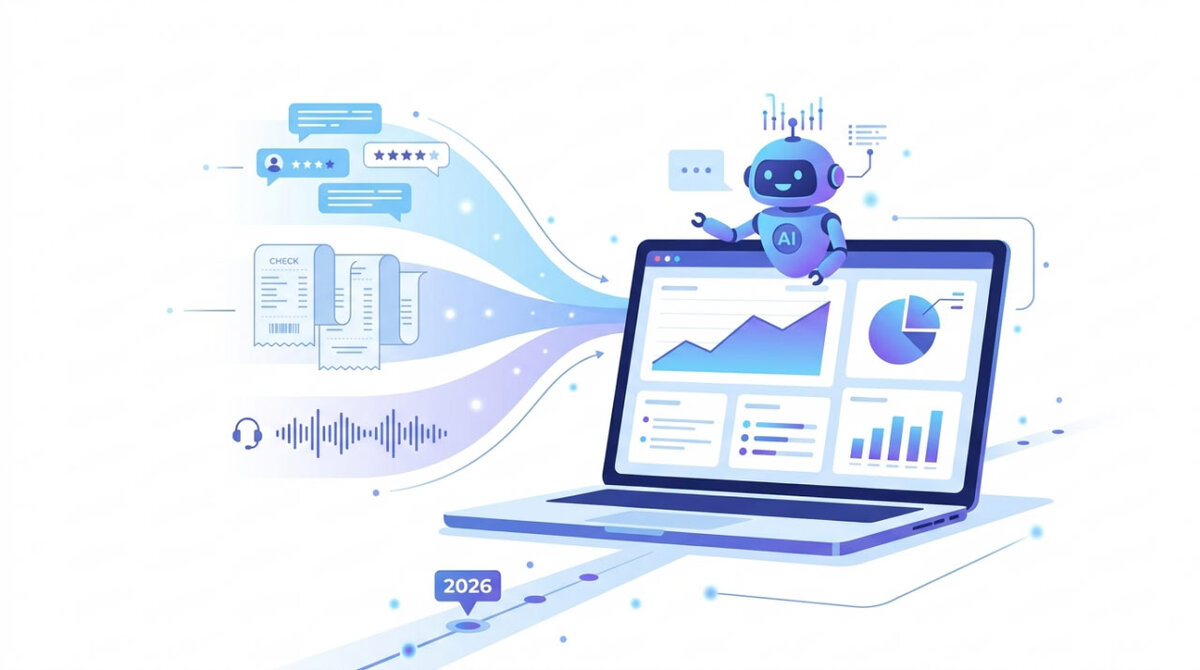 Как ИИ-аналитика помогает малому бизнесу анализировать отзывы, чеки и звонки без аналитика — быстро, дёшево и с практическими примерами для 2026 года.