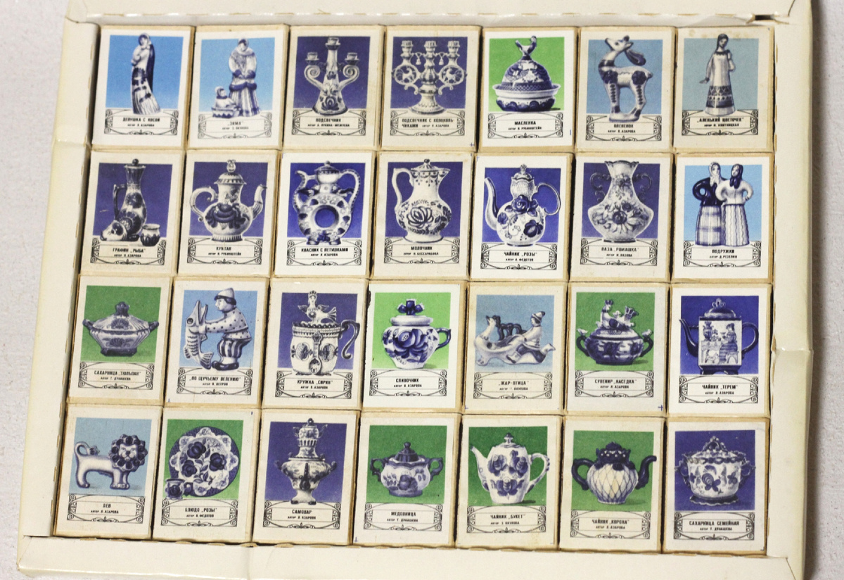 Сувенирный набор спичек «ГЖЕЛЬ» из моей коллекции (листать вправо).