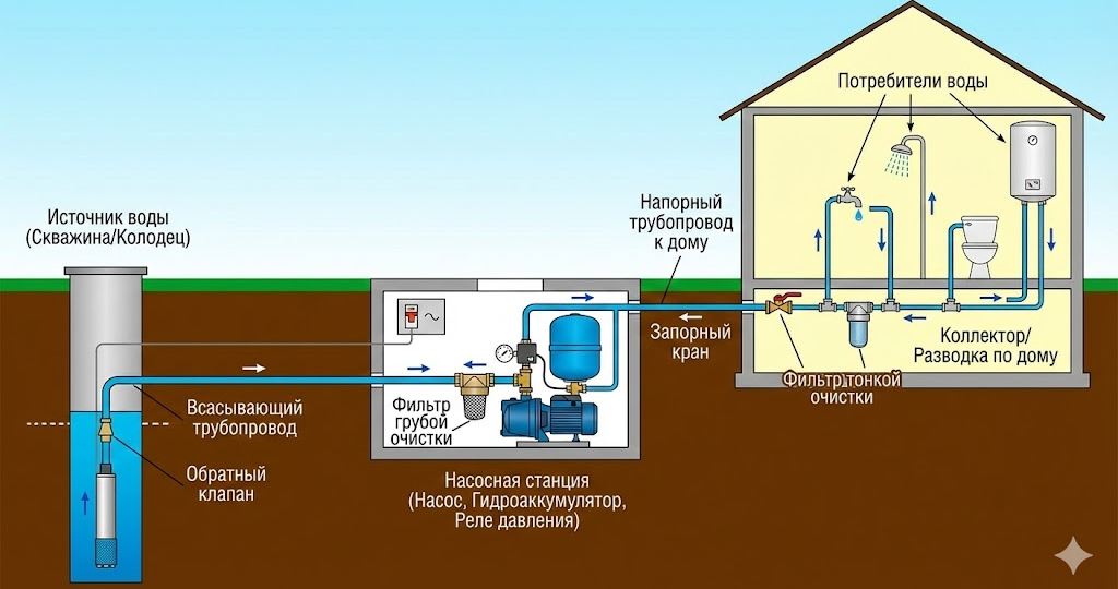 Водоснабжение коттеджа - как не допустить ошибок