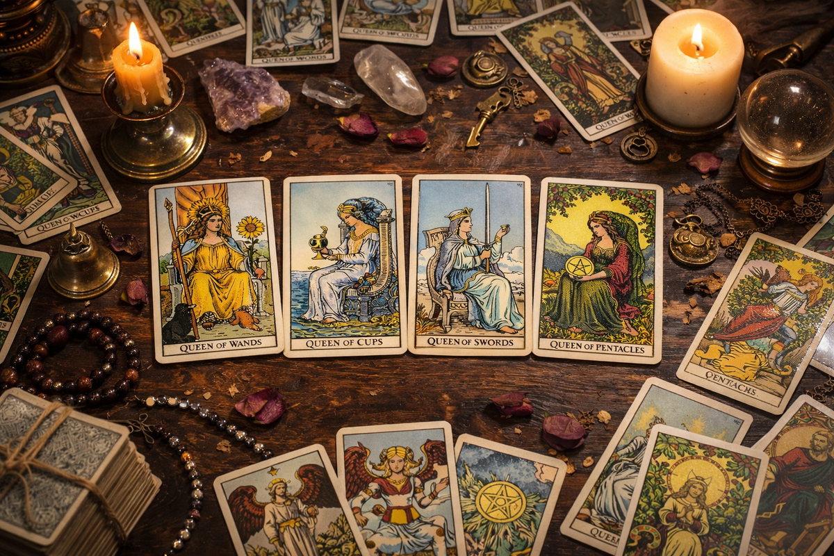 Королевы в раскладе Таро: карты Дам среди Арканов и атрибутов для гадания.