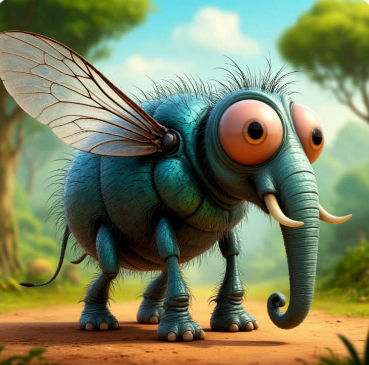 Раздутая в слона проблемма для иммунитета или начало Цитокинового Шторма. Изображение создано нейросетью Шедеврум