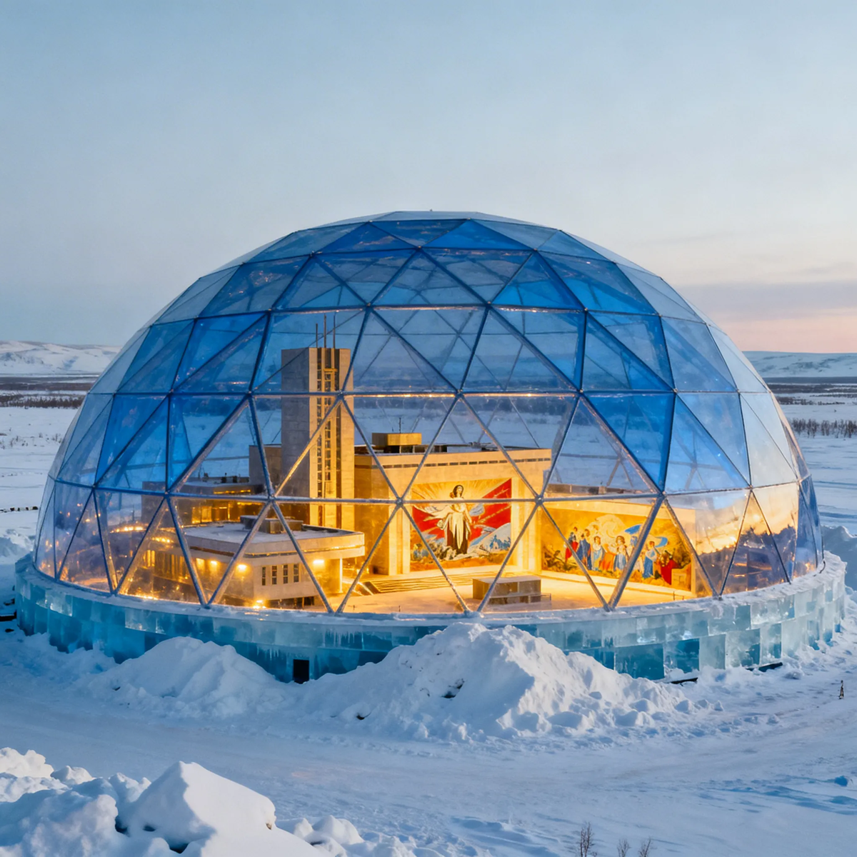 Технически сложное сооружение могло бы дать возможность комфортного проживания в регионах со сложными условиями. Изображение создано с помощью искусственного интеллекта