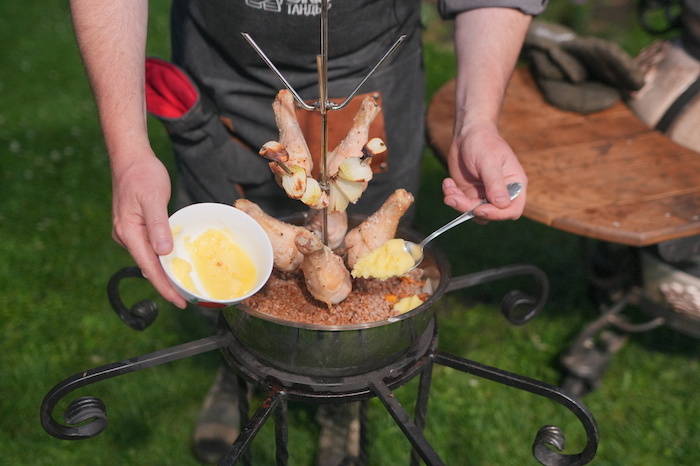 Гречка с грибами и курицей в ëлочке с чашей. Пошаговый рецепт приготовления в тандыре