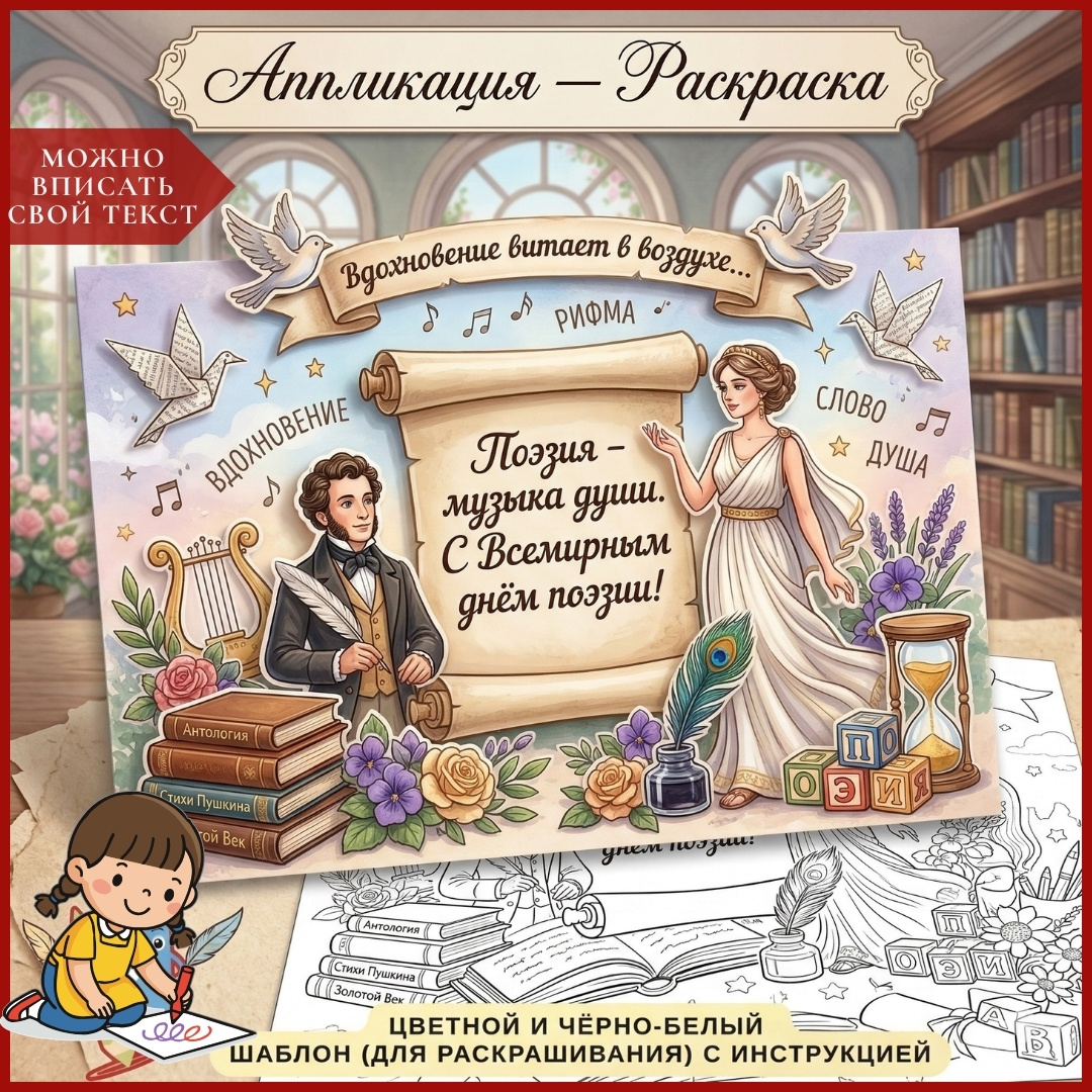 Открытка «Всемирный день поэзии» (21 марта)