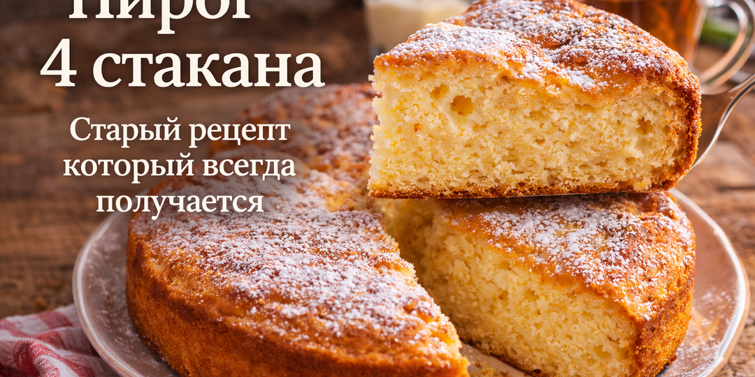 Пирог 4 стакана. Старый рецепт который всегда получается