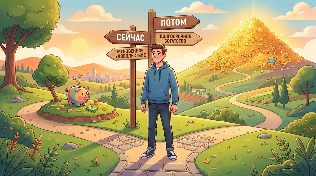 Каждый день мы стоим на перепутье. Купить сейчас или подождать и получить больше потом. Богатые люди научились выбирать второе почти автоматически.