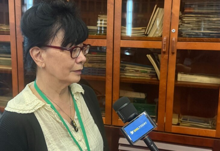   Загдын Зинаида Моисеевна, главный научный сотрудник, руководитель проектного офиса "Арктическое здравоохранение" ФГБНУ "Национальный НИИ общественного здоровья имени Н.А. Семашко, д.м.н. на интервью. Источник фото: Союз журналистов СНГ.