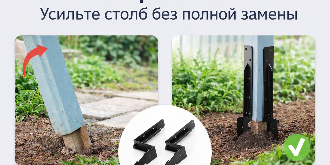 Забор повело? Как быстро укрепить столб без полной замены