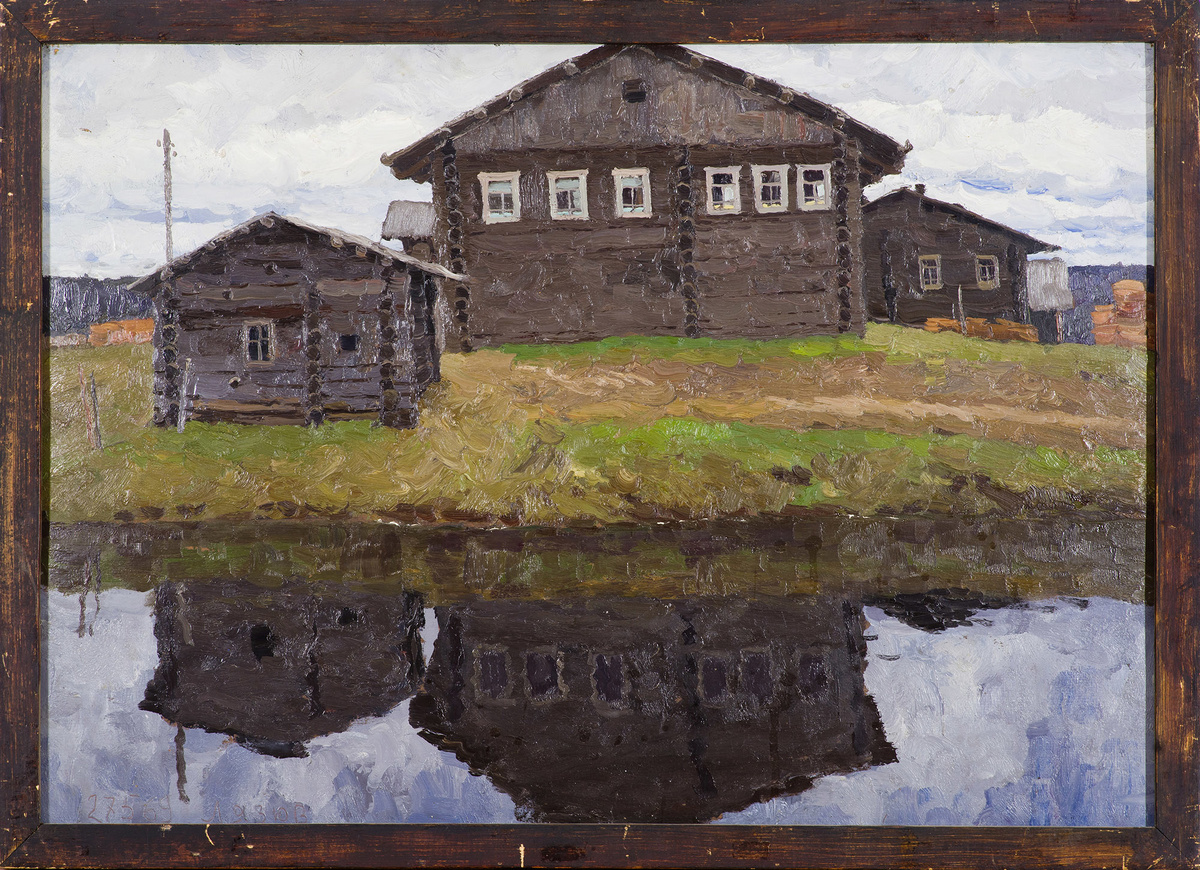 Дом рыбака, 1969 г., материалы: картон, масло, размеры: 53 х 74 см. Источник: https://sovcom.ru