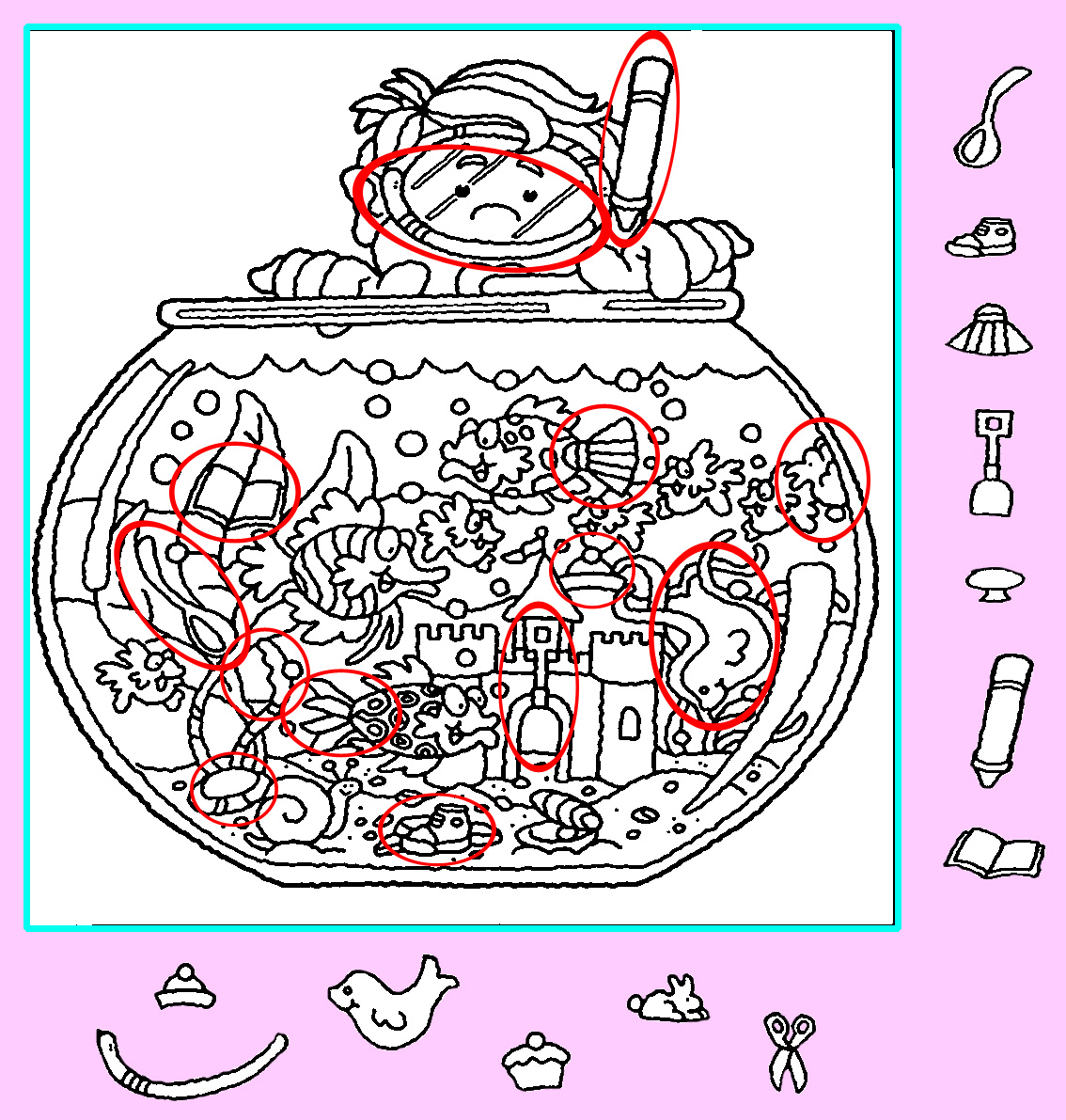 Картинка-ответ (13 спрятанных предметов). Картинка подготовлена автором