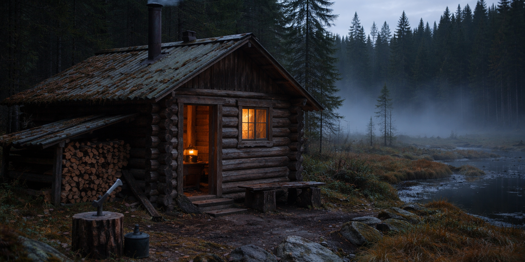 Старая промысловая изба на краю болота, где зимуют одиночки