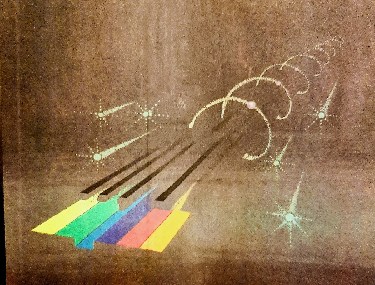 Форзац к роману И.А. Ефремова Туманность Андромеды. Художник Б. Лавров. Издательство Детская литература, 1988.