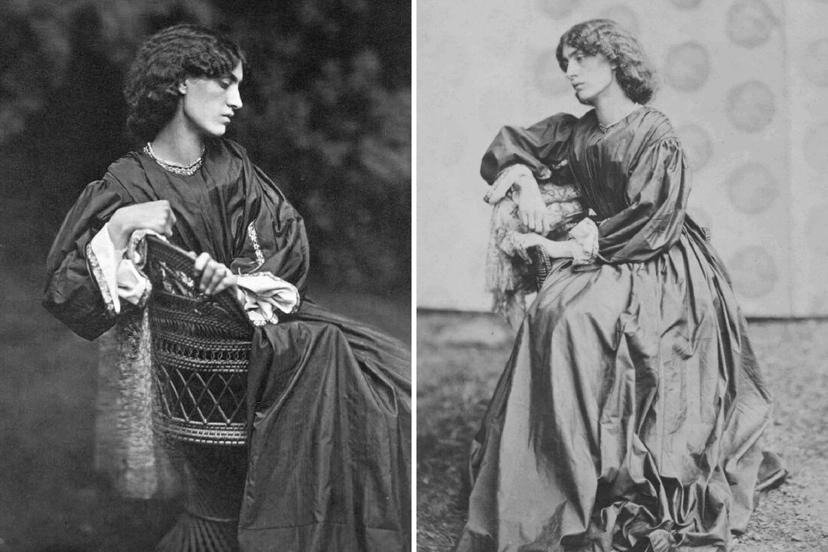 На фото Джейн Моррис (Бёрден). Прерафаэлиты — группа английских художников и писателей, кто в середине XIX века отвергал академическую живопись и возрождал искусство, существовавшее до Рафаэля