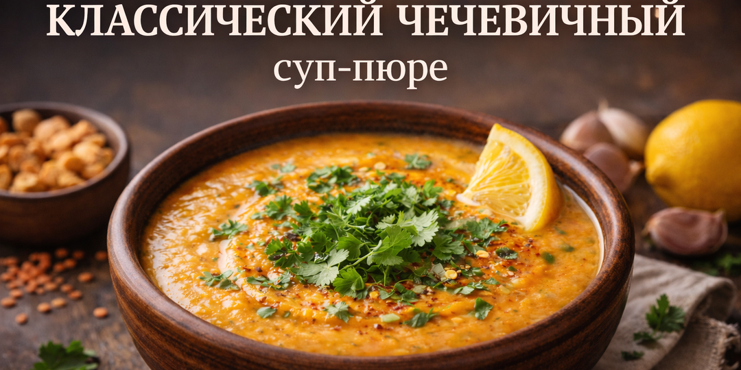Классический постный чечевичный суп-пюре из простых ингредиентов — простой, густой и очень вкусный