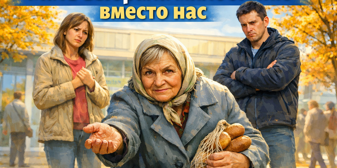 — Люди добрые, подайте! Мои дети меня выгнали... — повторила мать. А мы стояли рядом