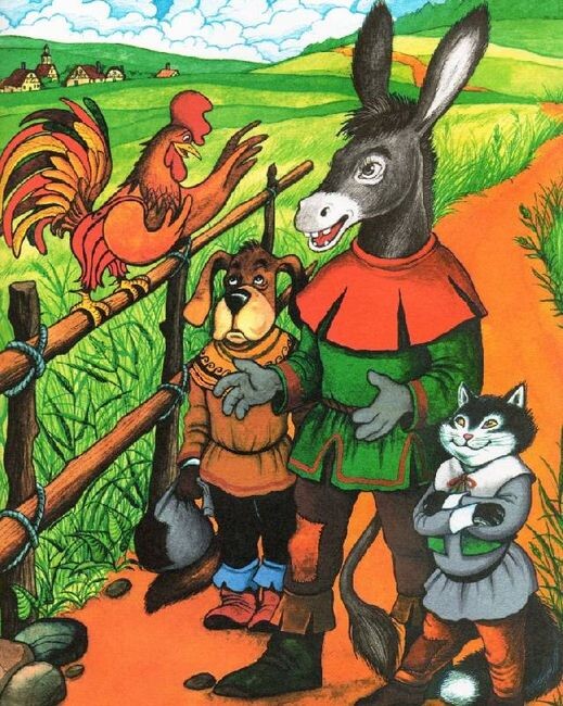 Иллюстрация к сказке "Бременские музыканты". Из открытого источника