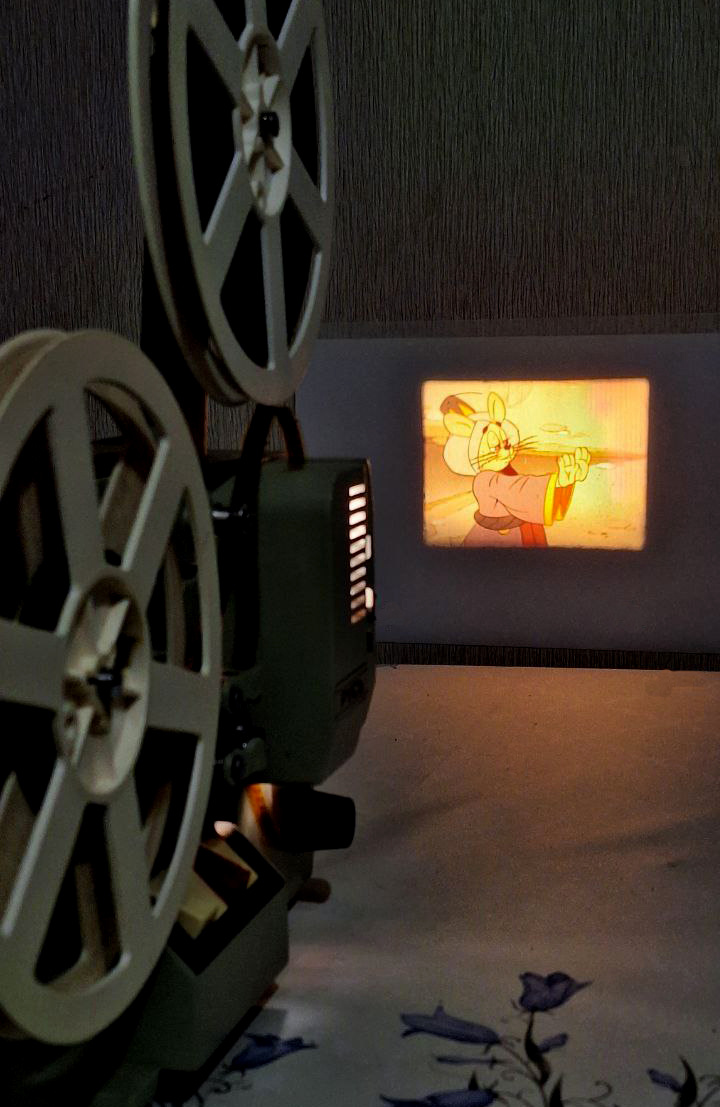 Проекция 8-мм фильма с кинопроектора "Русь"